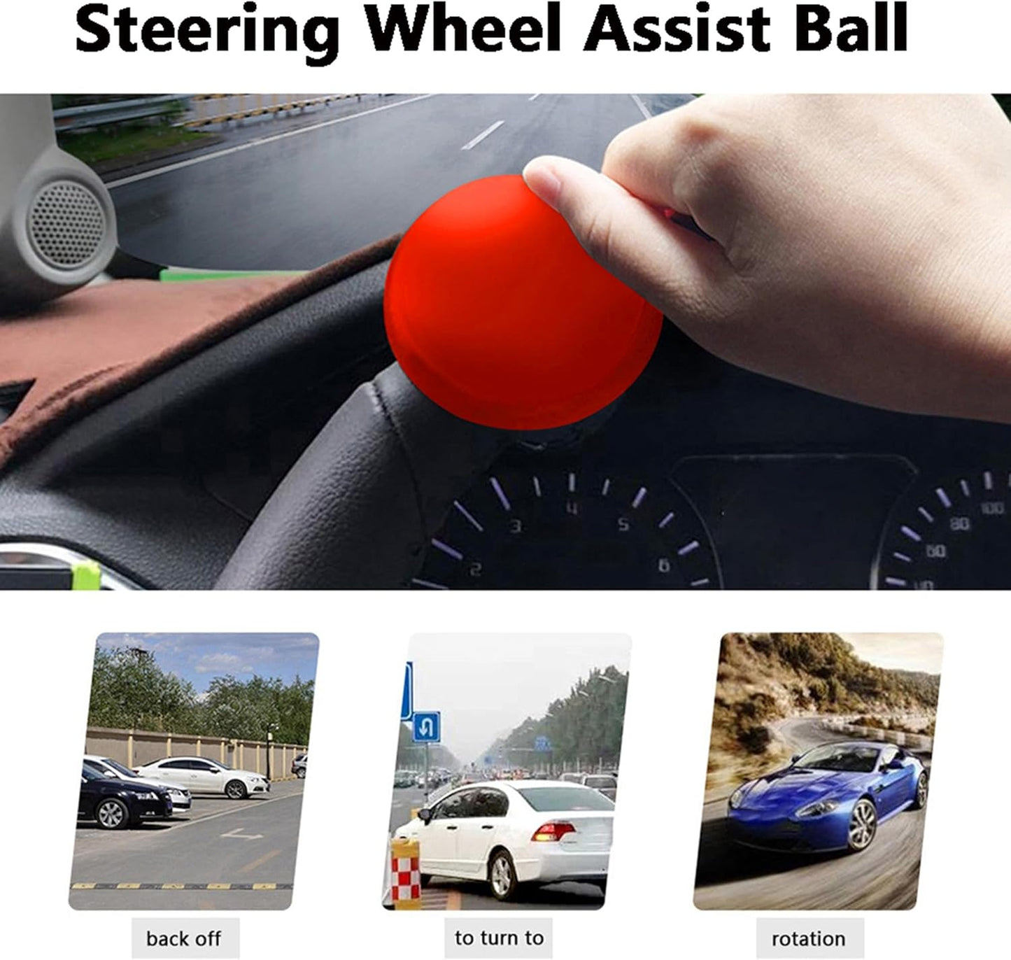 Riloer Steering Wheel Spinner Suicide Knob for Steering Wheel Booster Ball Non Slip Booster Knob Suicide Knob 360 Degree Booster Knob Suicide Knob for Car Red