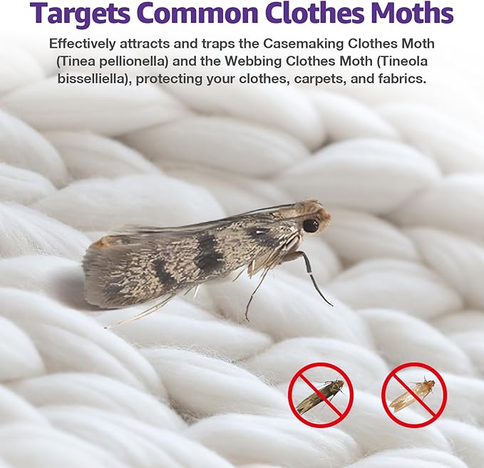 Clothing Moth Traps 12 Pack + 2 Moth Traps for Clothes with Pheromone Attractant Odorless Sticky Glue Trap for Closet Carpets Odor-Free & Natural (14)