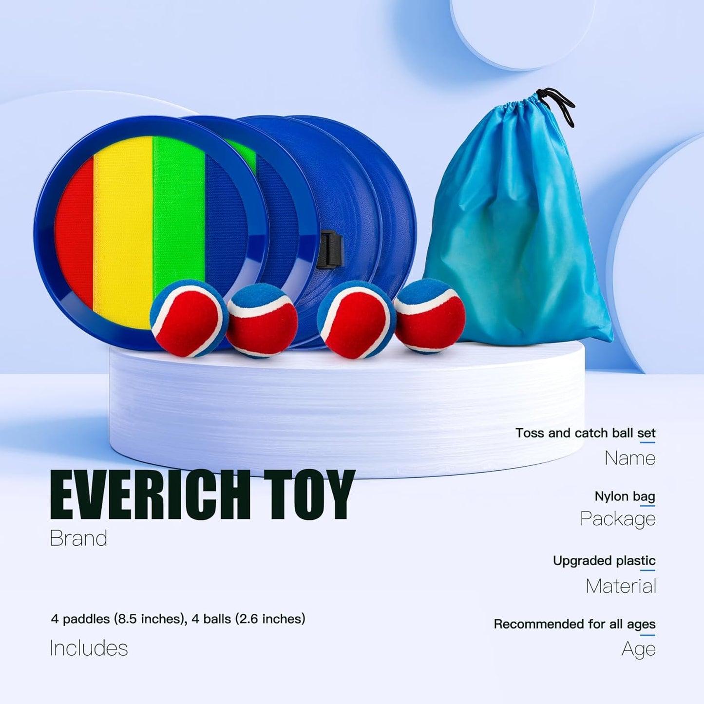 EVERICH Upgraded Toss and Catch Ball Game Set, Outdoor Games for Kids Toys, Stocking Stuffers for Family Games, Beach Pool Yard Outside Toys for Boys Girls 3 4 5 6 7 8-12 Years Old