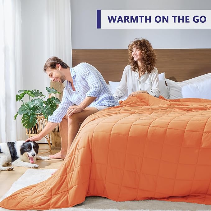 King Size Weighted Blanket for Adults (30 lbs, 80” x 87”, Orang) Cooling Heavy Blanket for Sleeping Perfect for 290-310 lbs, Breathable Blanket for Adults & Couple All Season, Machine Washable