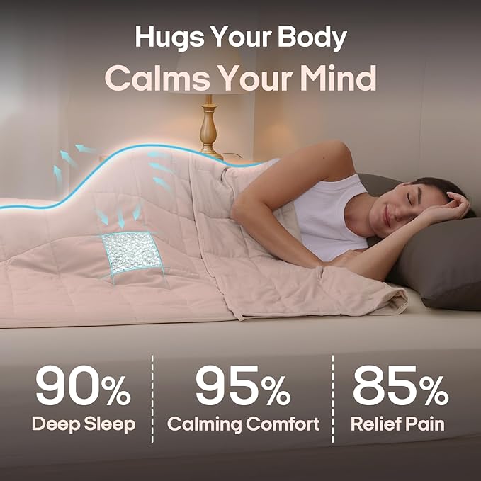 ZonLi Weighted Blanket for Adults (48"x72", 15lbs, Dusk Blue) Twin Size High Breathability Cooling Heavy Blanket, Soft Material with Premium Glass Beads, All-Season, Easy Care