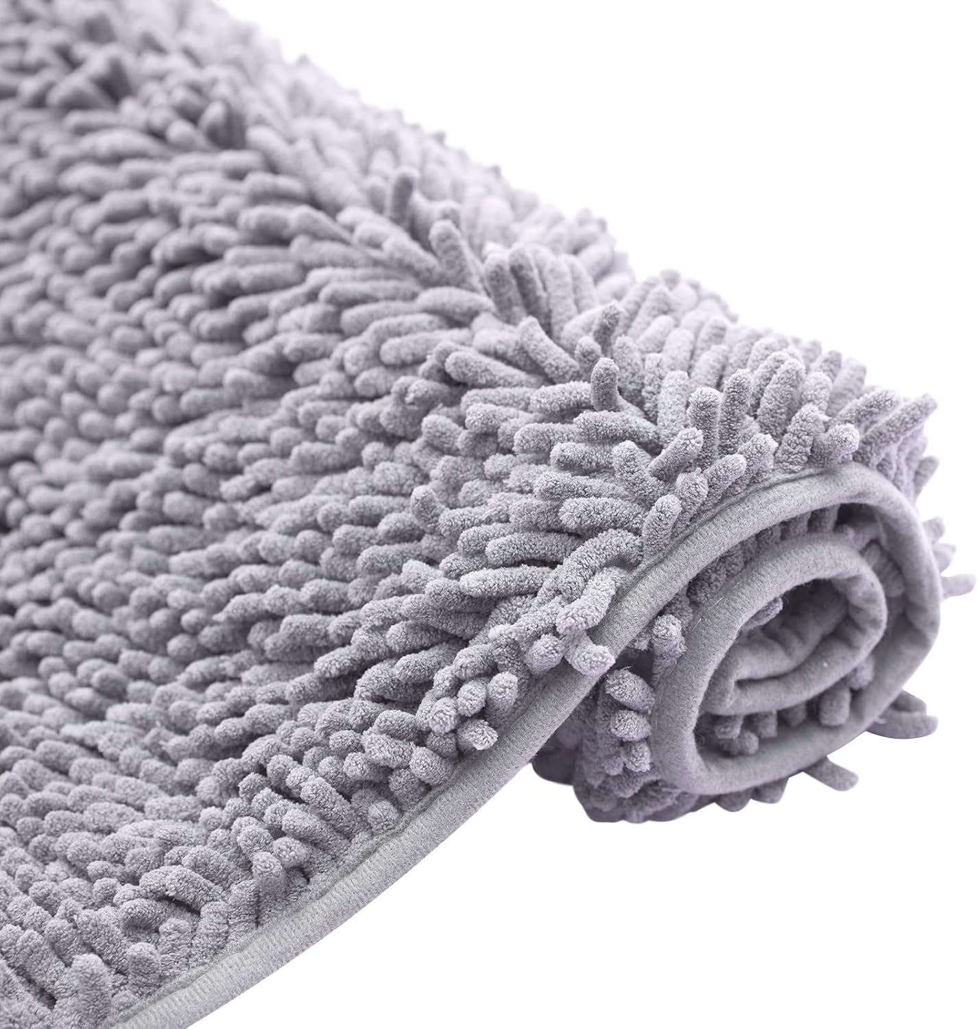 Non-Slip Bath Rug,Extra Soft Microfiber Bedroom Shag Carpet with Anti-Slip Backing,Water/Dust Absorbent Fast Dry Shower Mat,Sound Insulated Stairs Pad,Machine Washable (Grey,17 x 27 Inches)