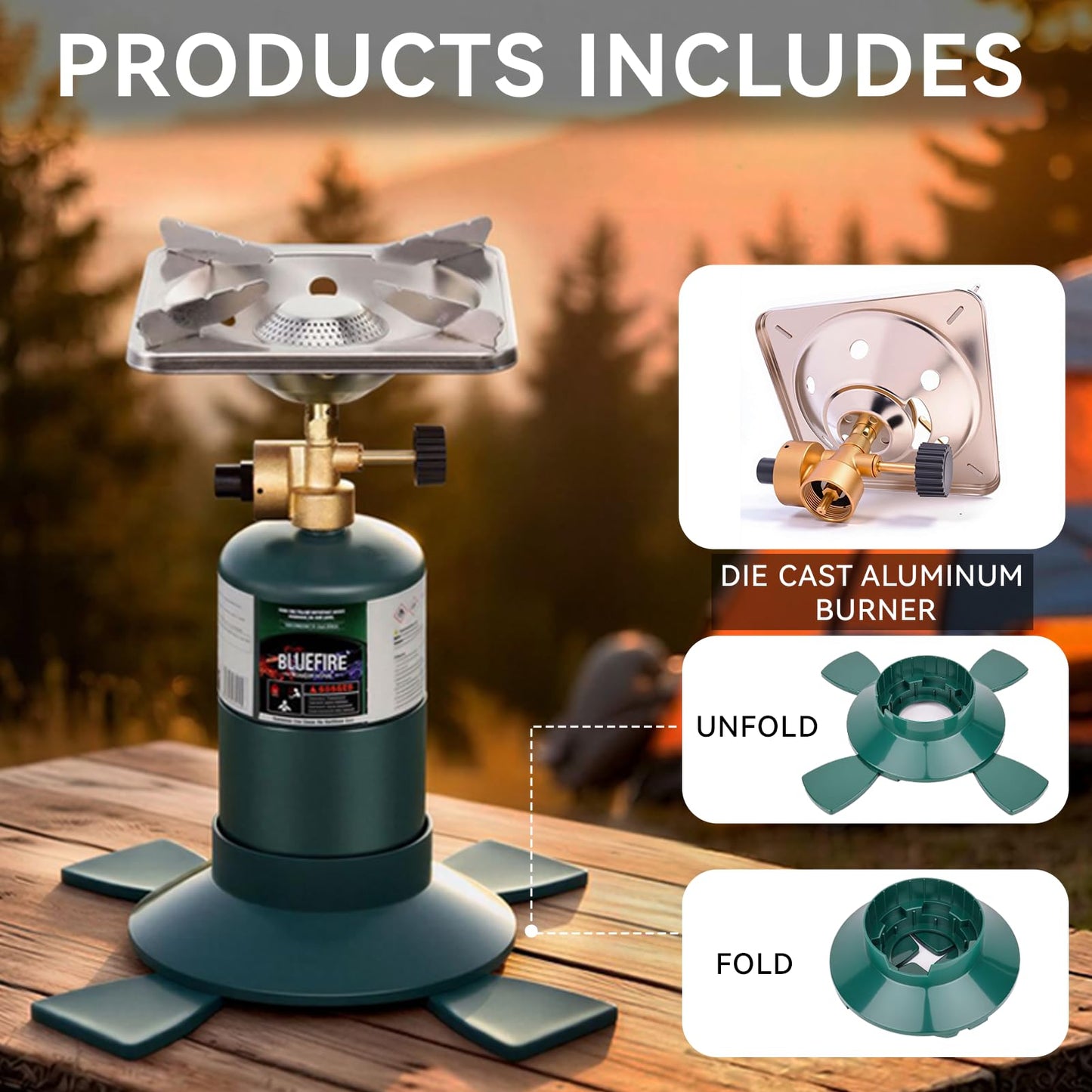 KOMAN Camping Propane Stove,Portable Camping Stove, Backpacking Stove Propane Camping Stove,10000BTU Single Burner Propane Stove for Outdoor Cooking,Fuel by 16 Oz Propane Cylinder (Fuel not Included)