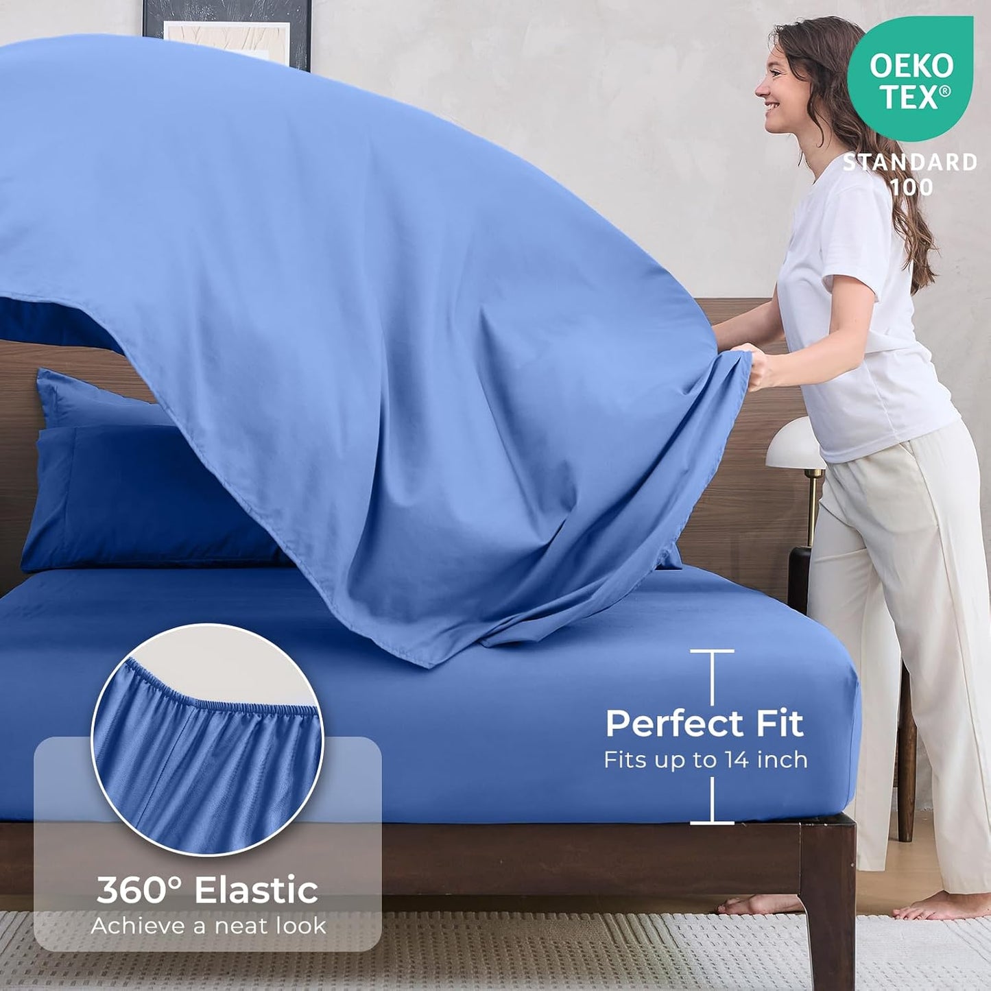 HEVUMYI Royal Blue Queen Comforter Set - 7-Piece All Season Bed in a Bag Queen, Ultra Soft Bedding Set with Comforter, Flat Sheet, Fitted Sheet, Pillowcases, Pillow Shams