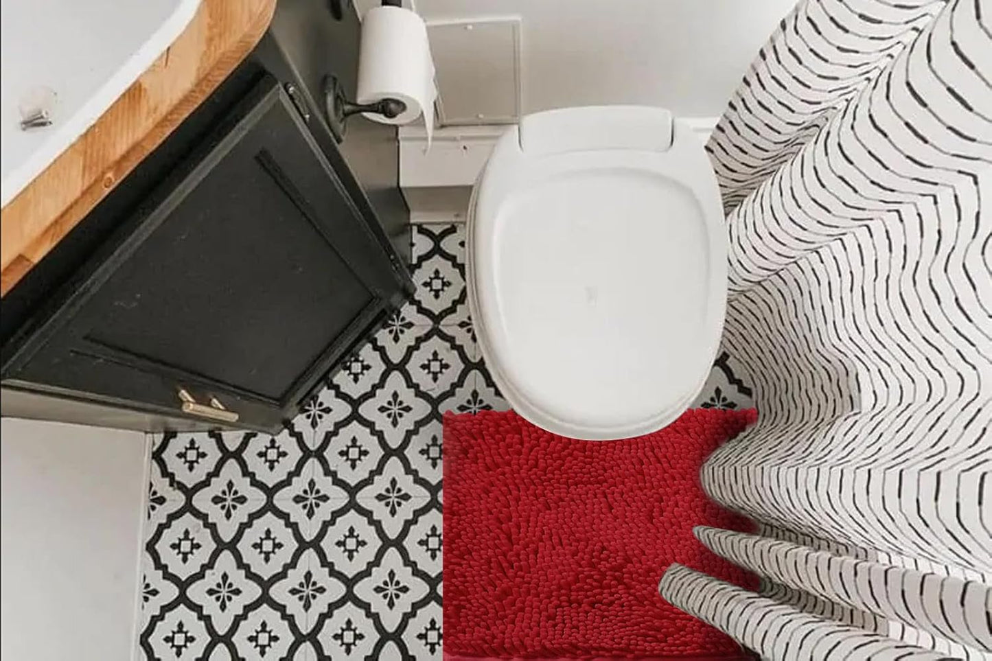 Non-Slip Bath Rug,Extra Soft Microfiber Bedroom Shag Carpet with Anti-Slip Backing,Water/Dust Absorbent Fast Dry Shower Mat,Sound Insulated Stairs Pad,Machine Washable (Red,12 x 19 Inches)