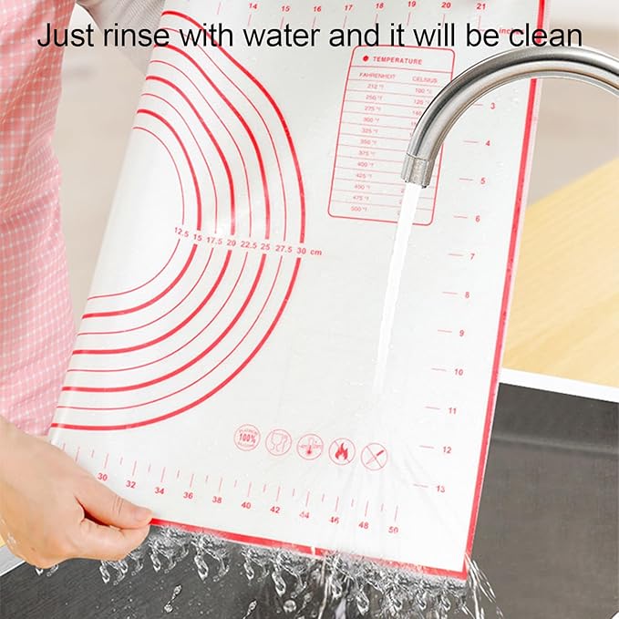 XL Silicone Pastry Baking Mat 19" x 27" with Measurements – Non-Slip Non-Stick Reusable Dough Rolling Mat for Cookies, Bread, Pizza, Pie Crust & Fondant – Oven Safe & Easy to Clean Baking Sheet