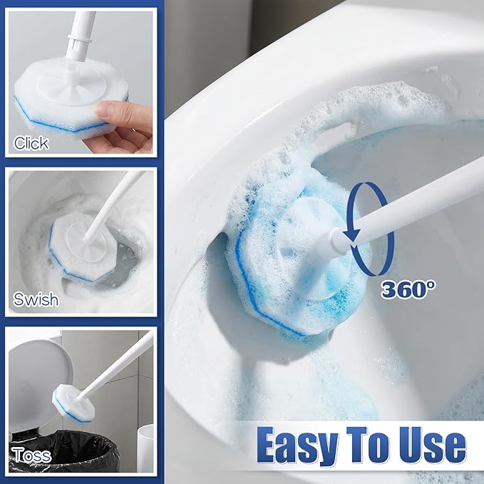 50 PCS Disposable Toilet Scrubber Refill, Toilets Bowl Cleaner Refills Toilet Wand Refill High-Density Fresh Scent and Powerful Cleaning Effect for Bathroom Cleaning Compatible Heads