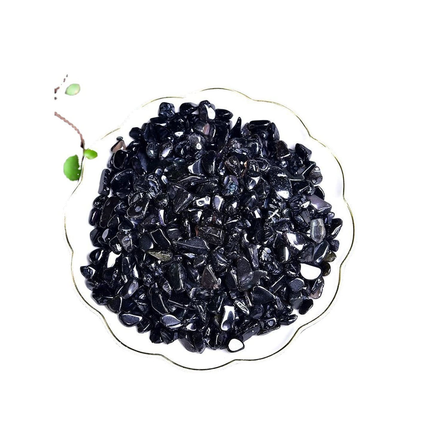 Natural Black Obsidian Tumbled Chips Crushed Crystal Stone, 7-9mm Polished Healing Crystal Chips Healing Reiki Crystal Jewelry Making Home Decoration