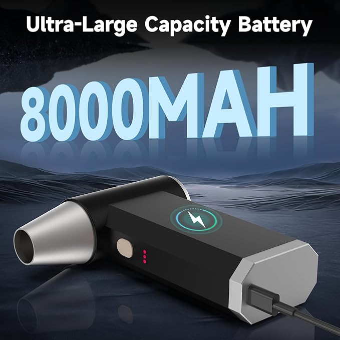 2 in 1 Electric Air Duster and Vacuum,130,000 RPM Powerful Cordless Compressed Air Duster,4 Gear Adjustable Handheld Air Blower,Rechargeable Car Vacuum for Computer,Keyboard,Electronic,Home,Outdoor