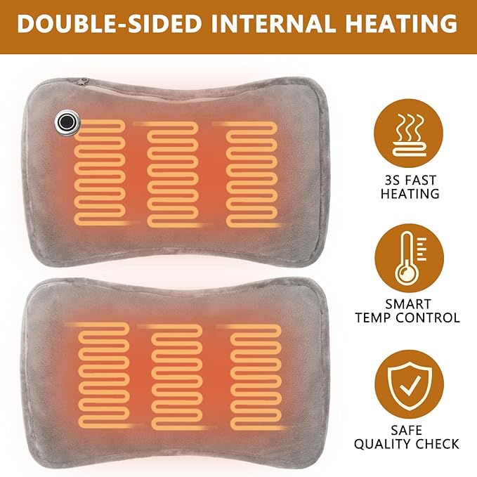Hand Warmers Rechargeable, Electric Heated Gloves with Rechargeable Batteries 3 Levels 7.6V Fast Heating Handwarmer Pouch for Women Men Kids Winter Hiking Camping Hunting Skiing Outdoor Sports Working