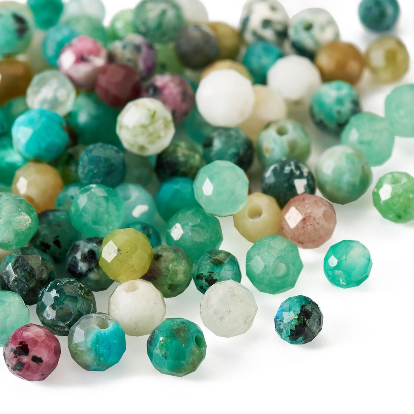 PH PandaHall 100Pcs Natural Gemstone Beads AAA Natural Stone Loose Beads Small Faceted Crystal Bead Natural Aquamarine Beads Gemstone Spacer Beads for DIY Women Waist Bracelet Jewelry Making