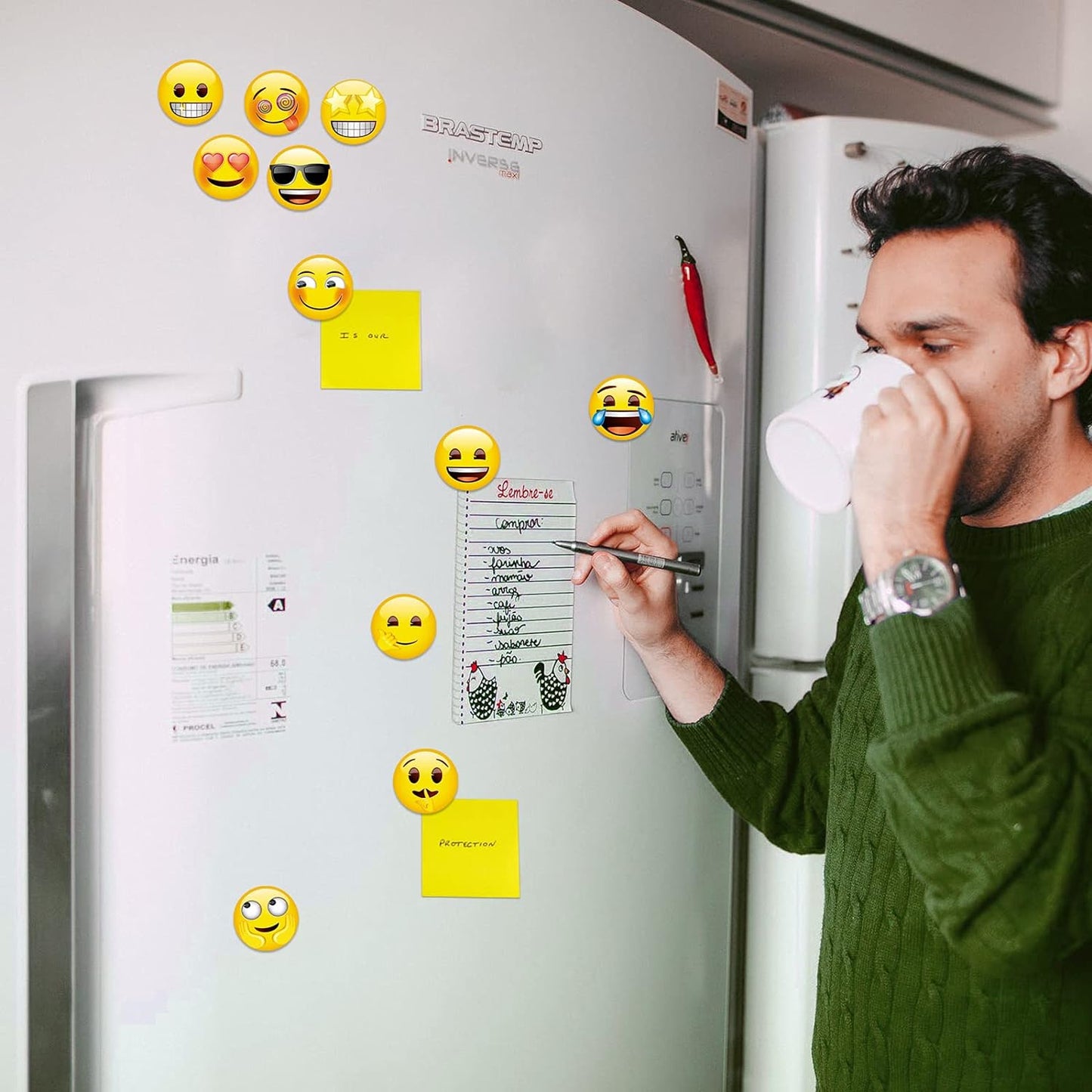 MORCART 54Pcs Emoji Refrigerator Magnets Fridge Magnets for Locker Whiteboard Decorative Magnets - Cute Funny Magnets for School Home Kitchen Office Gift for Teacher Family and Friend