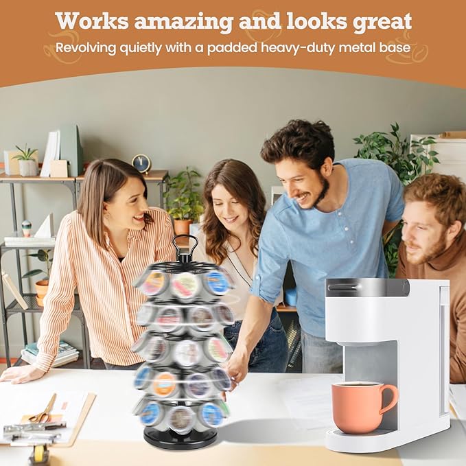 40 Pods Capacity K Cup Holders,K Cup Holder, K Cups Holder,K Cup Carousel, Coffee Pods Holder Storage Organizer Stand with Heavy-Duty Base,Very Easy Assembly Design,Black