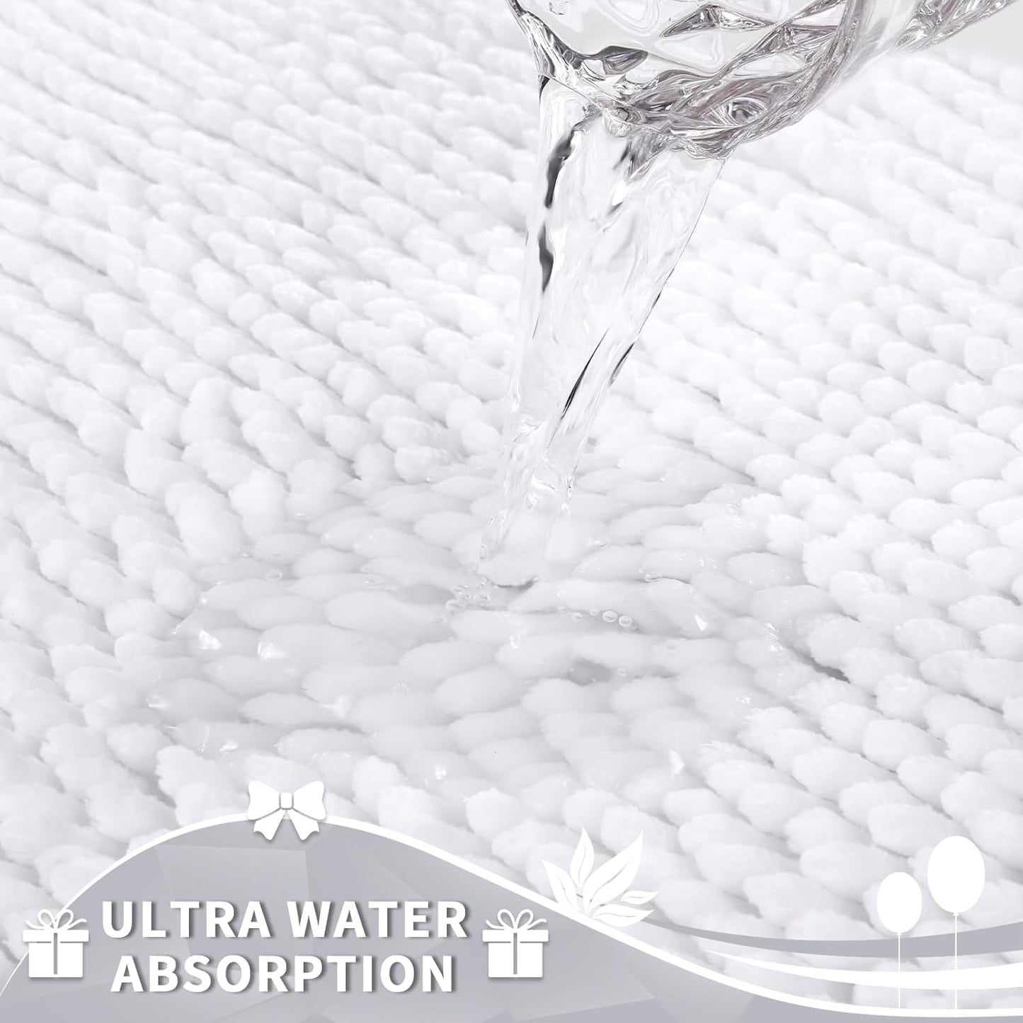 Yimobra Toilet Rugs U Shaped Washable, Extra Thick Soft Absorbent Chenille Contour Bathroom Rugs for Toilet 24x20 Inch, Quick Dry Non Slip Toilet Mat for Bath Floor, White