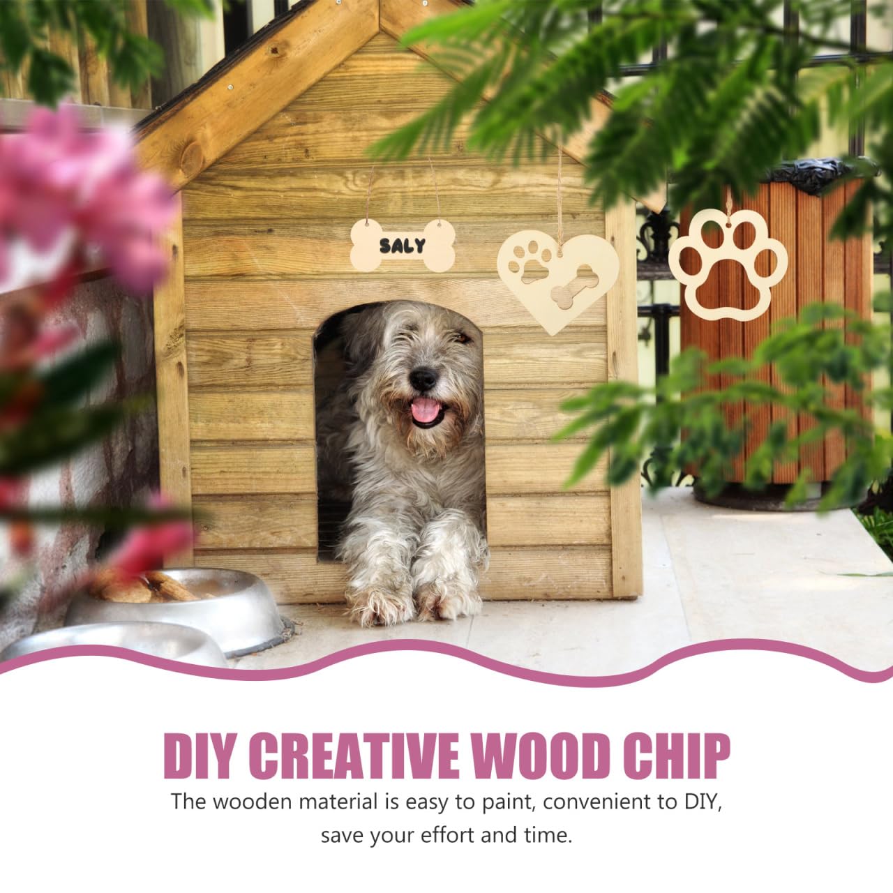 Healifty Wooden Heart Cutouts Ornaments: 34Pcs Love DIY Craft Wood Paw Pieces with 10M Rope for Valentine's Day Party Decorations and Autumn Creative Handmade Ornaments