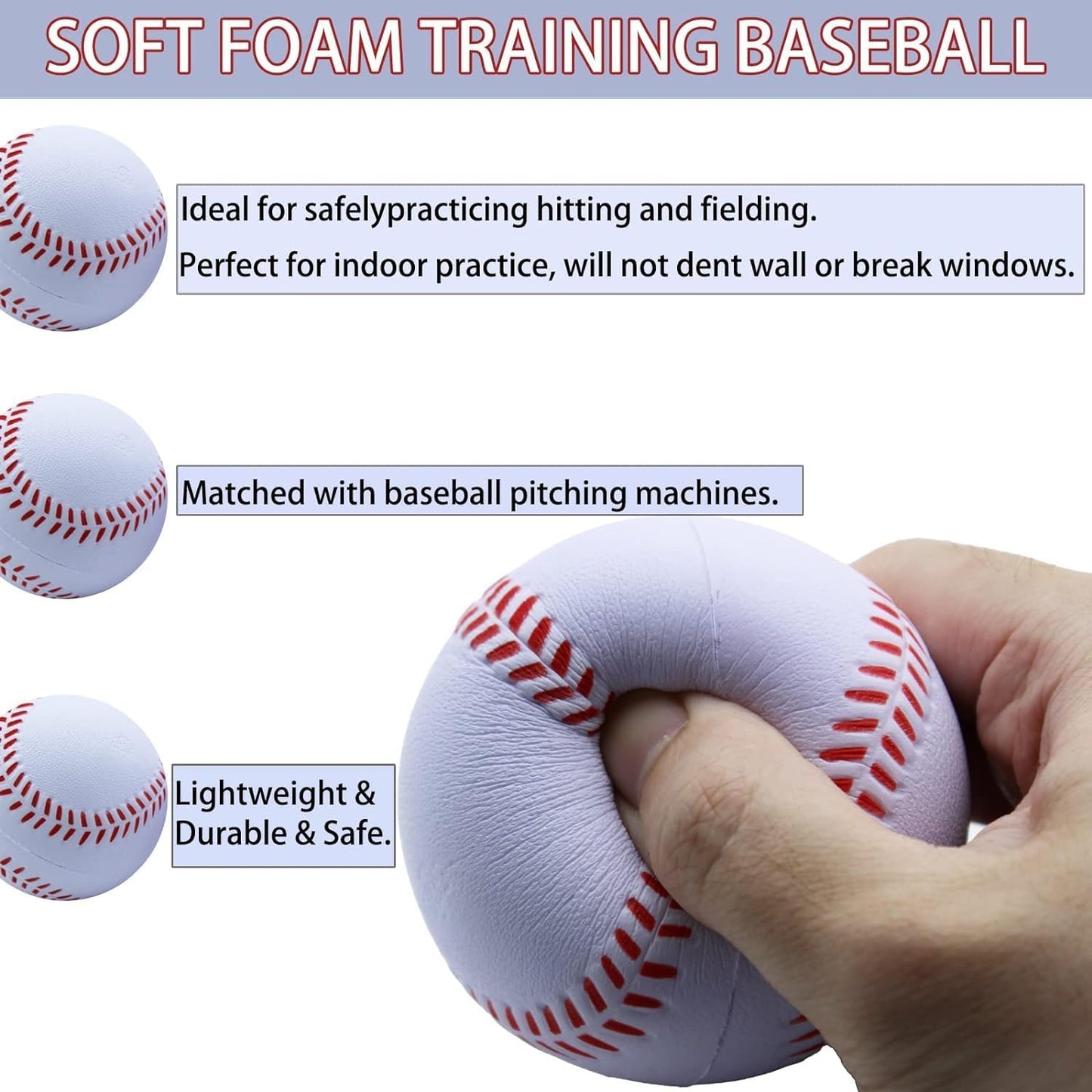Magicorange Baseball,Foam Baseballs Training Baseballs Unmarked Practice Baseball for Hitting, Soft Toss, Batting, Fielding, Pitching