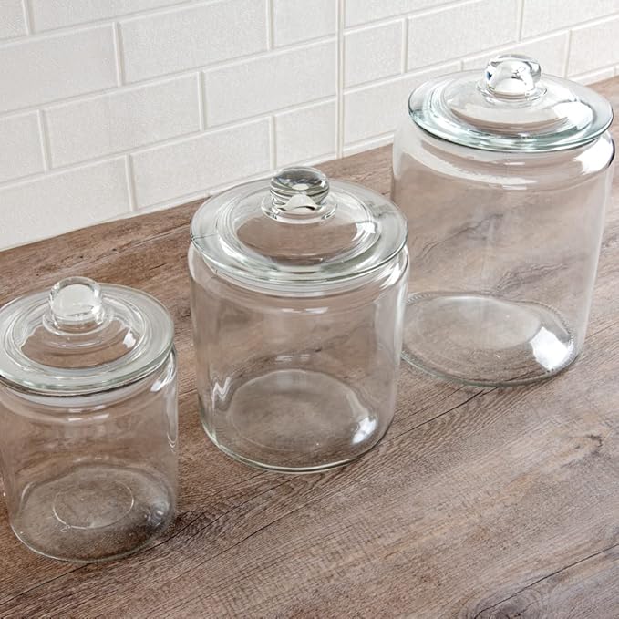 Restaurantware Glass Storage Containers - 1 Count 6 Liter Airtight Kitchen Canisters - Pantry Jars With Lids For Food - Clear Crystal Glass