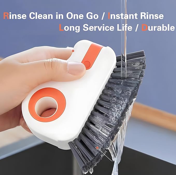 2 in 1 Groove Cleaning Brush, Window Track Cleaner, Magic Window Track Cleaner with Hard Bristle and Hidden Scraper,Crevice Brush for Sliding Door Track, Window Seal, Sill