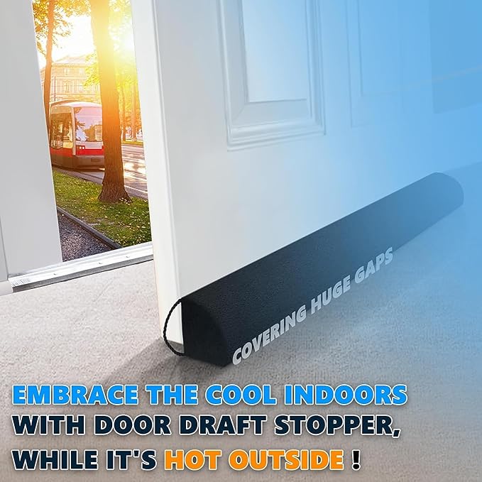 HomeProtect 32 inch Under Door Draft Stopper Triangle Under Door Cold Air Stoppers Black Wind/Breeze Noise Blocker Door Sweeps, Improved Triangle Design More Fits 0 to 3" Door Gaps