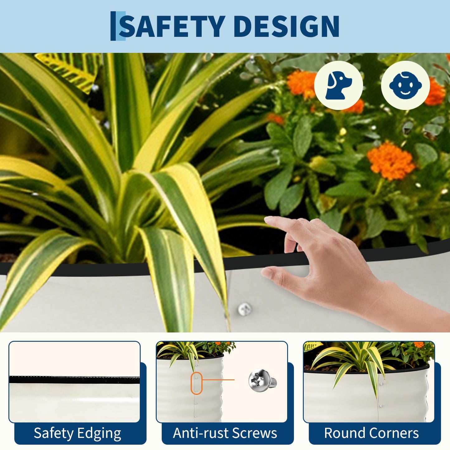 Garvee 2 Pack 8x2x2ft Galvanized Raised Garden Bed Kit, Oval Metal Planter Boxes with Anti-Cut Safety Edges, Rust-Resistant Deep Root Planters for Outdoor Vegetables, Flowers, Herbs, Green