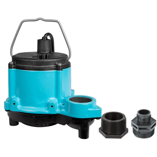 Little Giant 6-CIM-R 115-Volt, 1/3 HP, 2750 GPH Manual (No Switch) Submersible Sump Pump for Sump Systems and General Dewatering, 10-Ft. Cord, Blue, 506271
