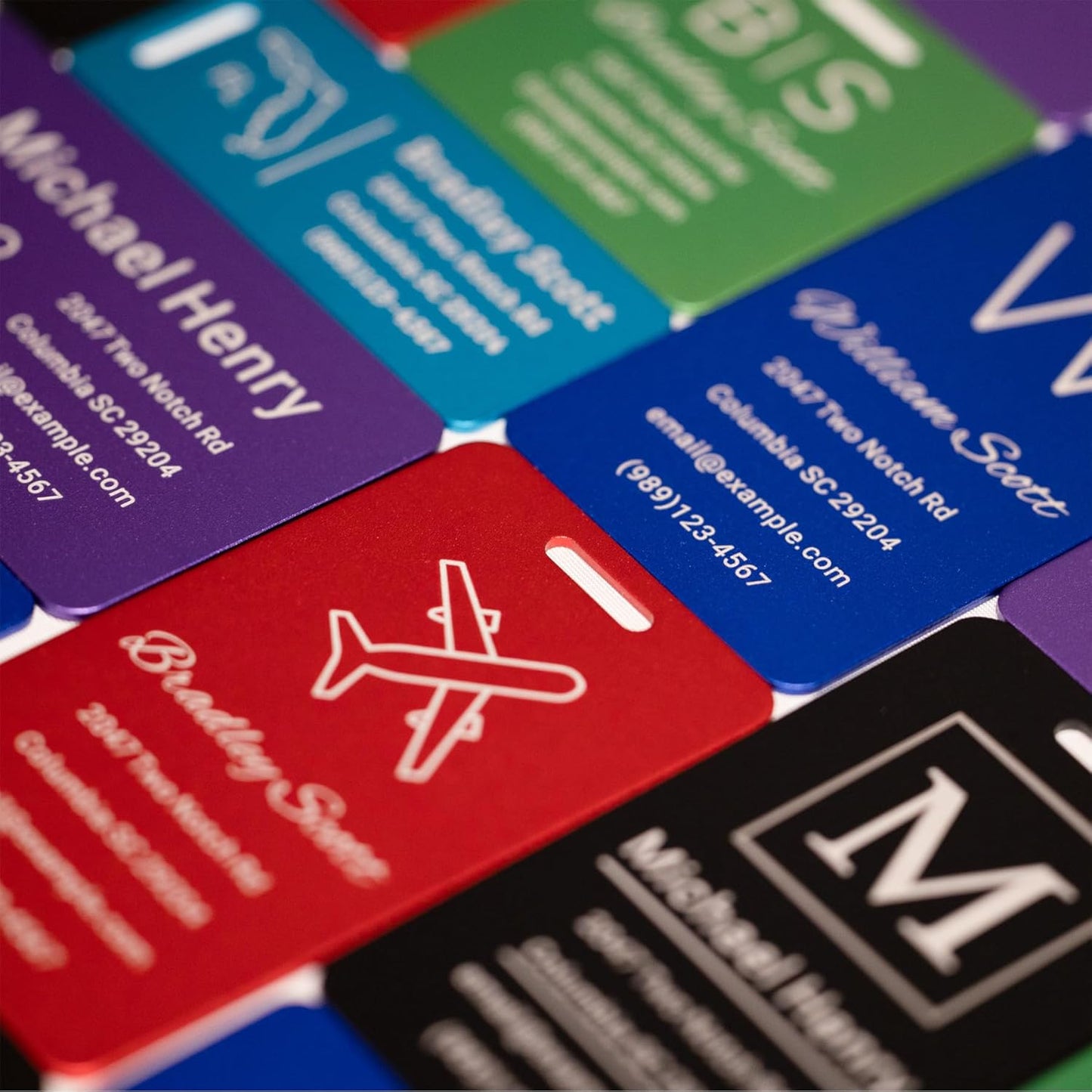Personalized Luggage Tags for Suitcases Custom Metal Name Tags for Backpacks Bags Travel - Small (Blue)
