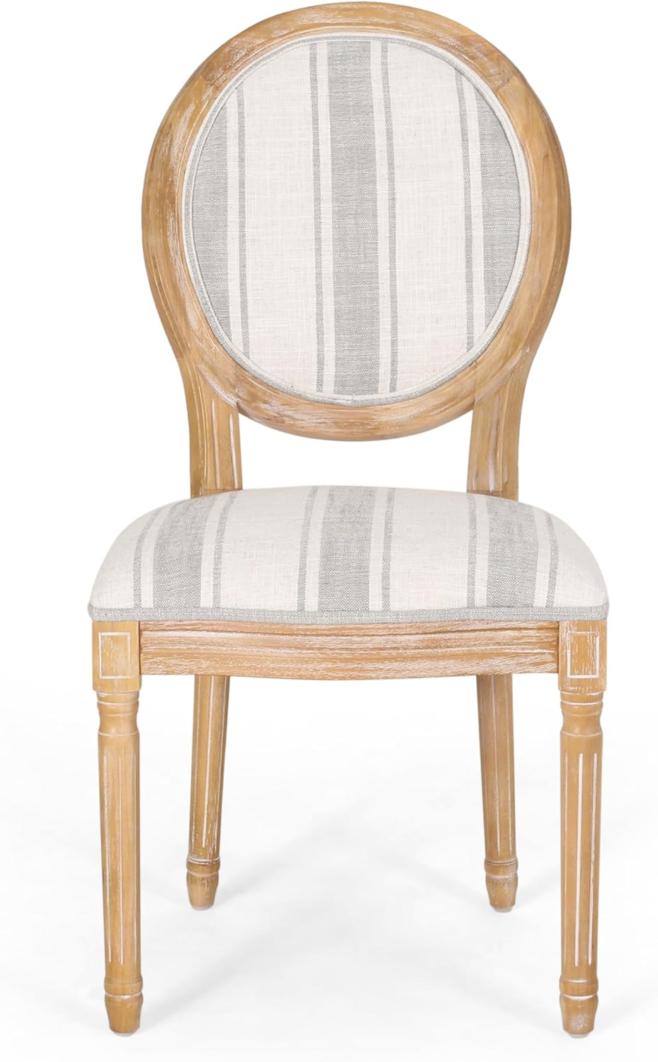 Phinnaeus Dining Chairs - Wood - Gray Stripes/Light Beige (Set of 2)