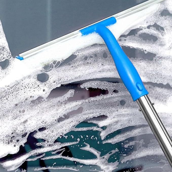 Cleaning Squeegee, Rotatable Telescopic Handheld Floor Scrubber, Glass Cleaning Mirror Wiper Tool, Ergonomic Design with Extendable Handle and Smooth Wiping, Tile Wall Bathroom Kitchen Home