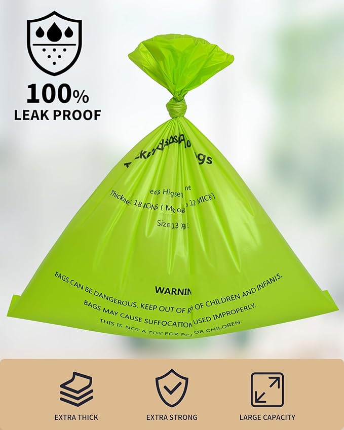 Dog Poop Bags with Dispenser & Holder, Guaranteed Leak Proof, Unscented Extra Thick Heavy Duty Tear-resistant 18-Micron Waste Bag Refill Rolls (Pink (105-Bags, 1-Dispenser))