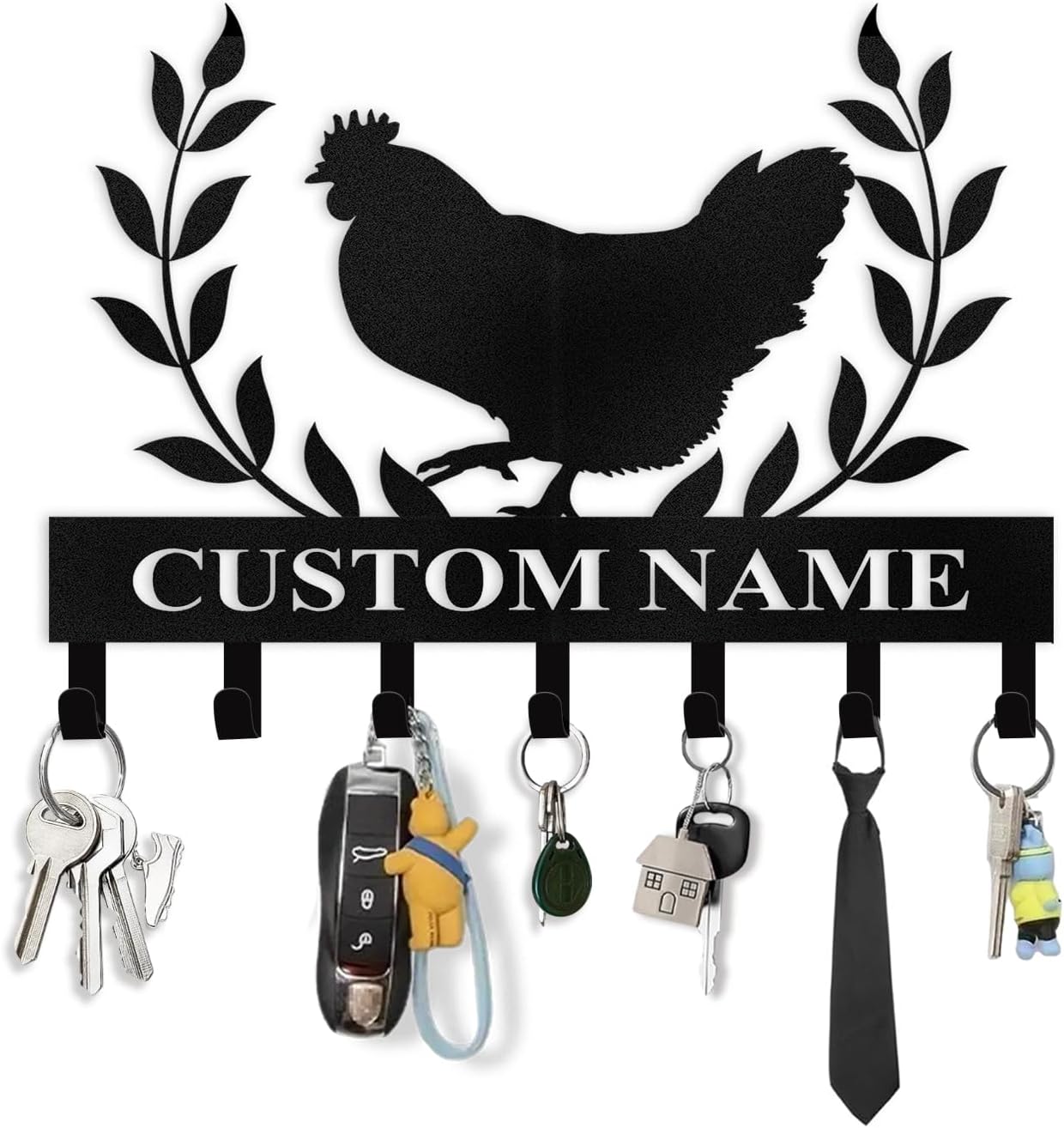 Custom Key Rack Wall Mount - Custom Chicken Metal Coat Hooks for Wall, Coat Rack Organizer, Key Hanger Wall Art Decor, Key Rack Storage for Farmhouse Storeroom Entryway, Housewarming Gifts