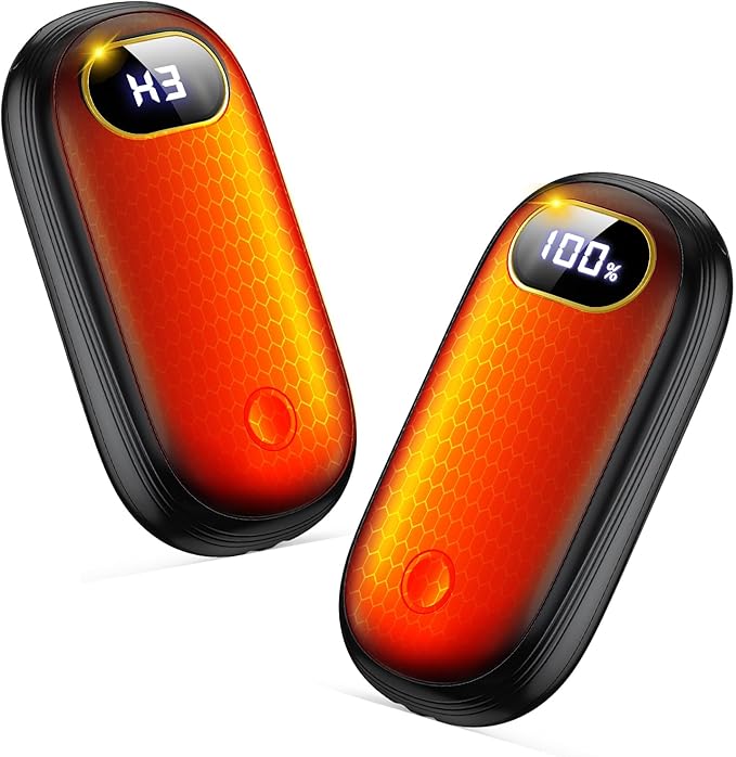 Electric Hand Warmers Rechargeable with Power Bank, LED Display, 17Hrs Warmth, Dual-Side 4 Levels Fast Heating Portable Pocket Heater for Hunting, Camping, Golf, Outdoor, Gifts for Women/Men