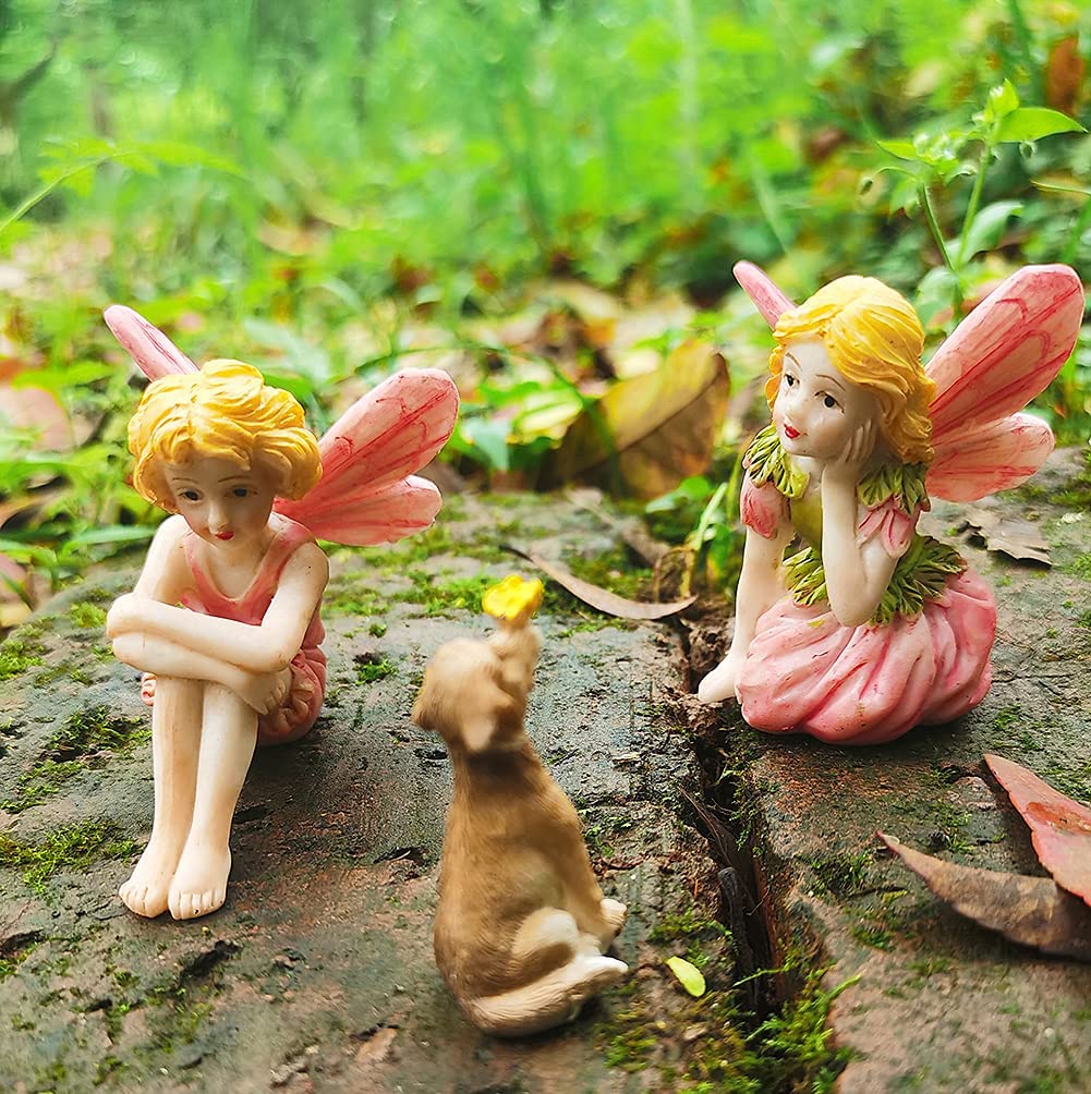 Miniature Fairies for Fairy Garden Fairy Figurines Accessories Outdoor Little Fairies Mini Fairies Set for Kids Garden Miniature Boy Fairies