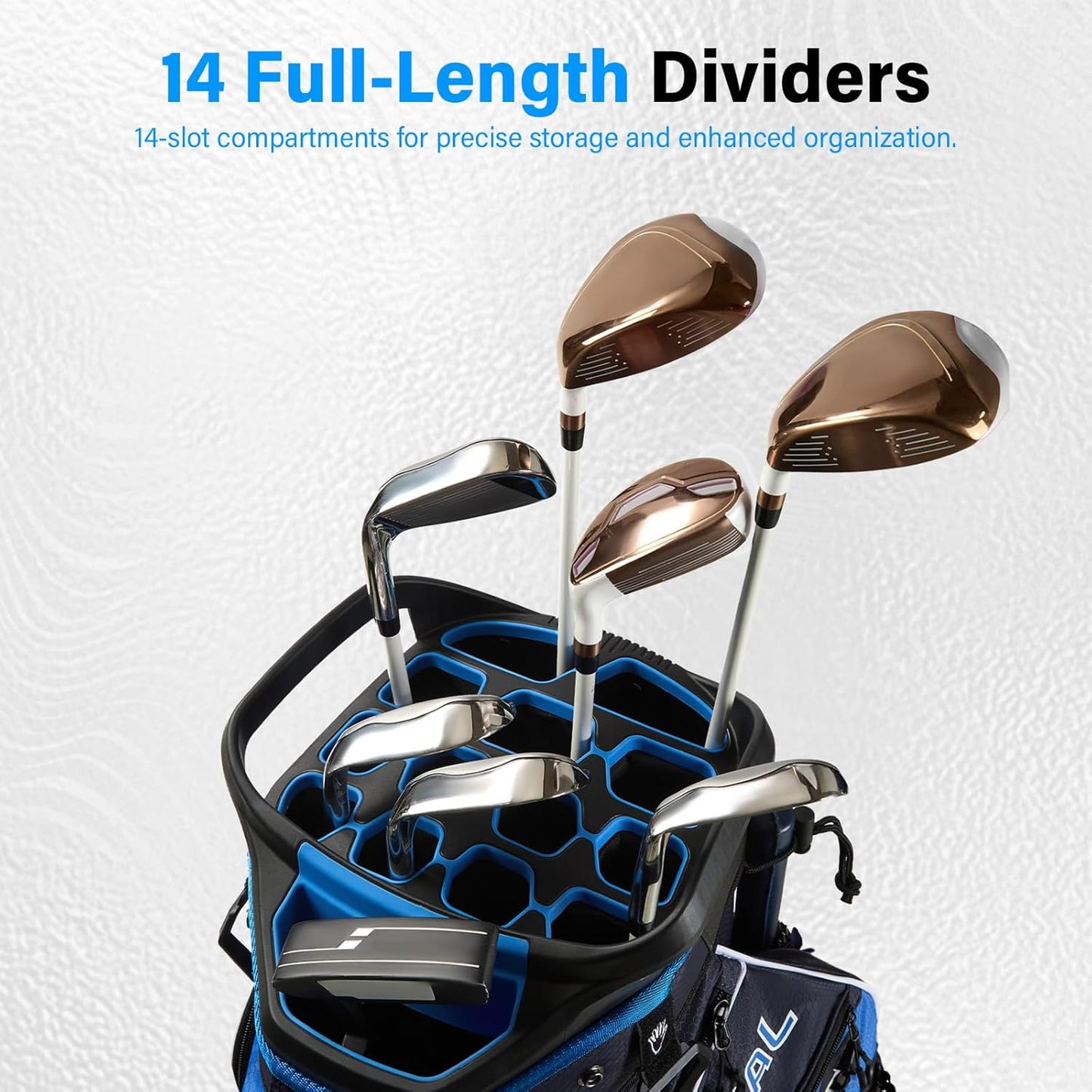 14-Way Golf Cart Bag, Full Length Premium Golf Bag for Men with Cooler Pocket, Handles and Rain Cover