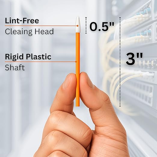 Fiber Optic Cleaning Swabs - 100 Pack - SC 2.5mm - for Cleaning Optical Components. Lint Free Anti-Static Swabs, Cleaning Stick for Ports and Adapters, SC Connector Cleaner Tool for Field Use