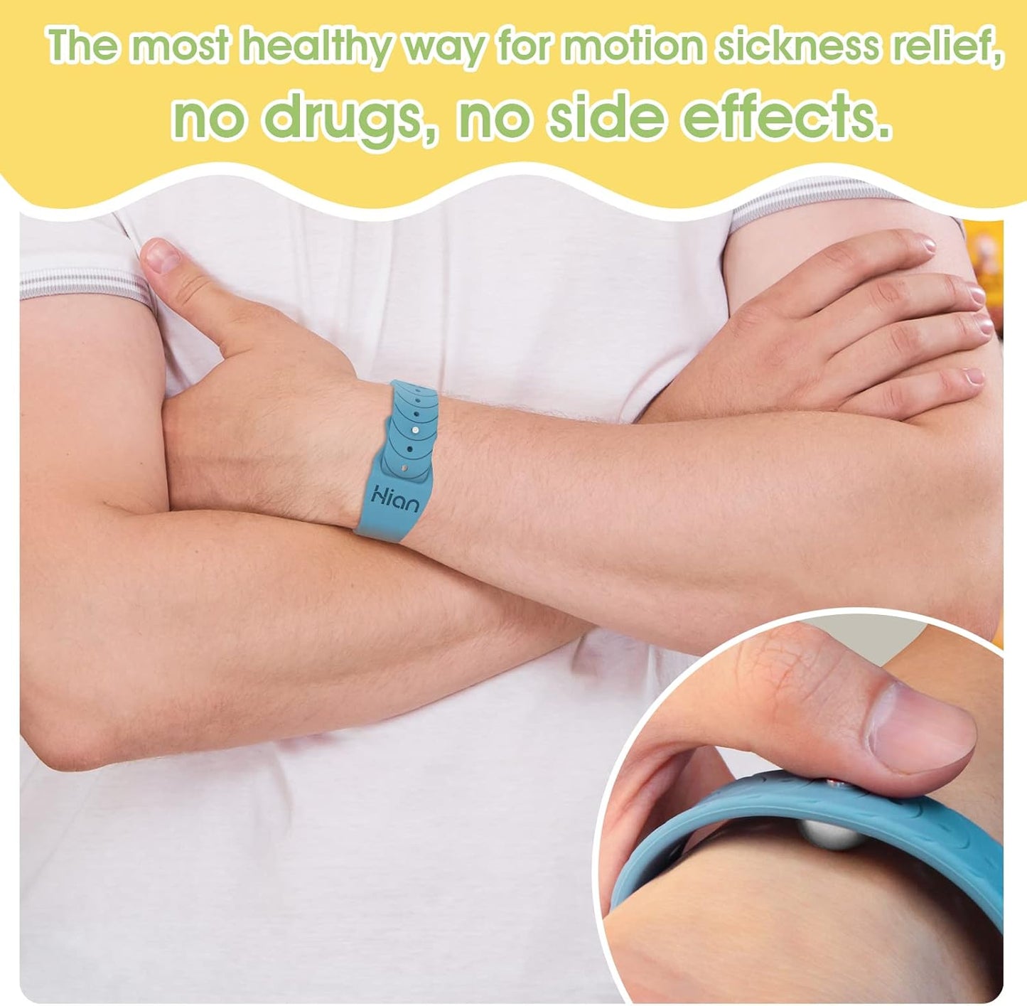 Motion Sickness Bands Anti Nausea Acupressure Wristband Sea Sickness Wristbands Nausea Bands Natural Relief Motion & Morning Sickness（1 Pair Pine Green）