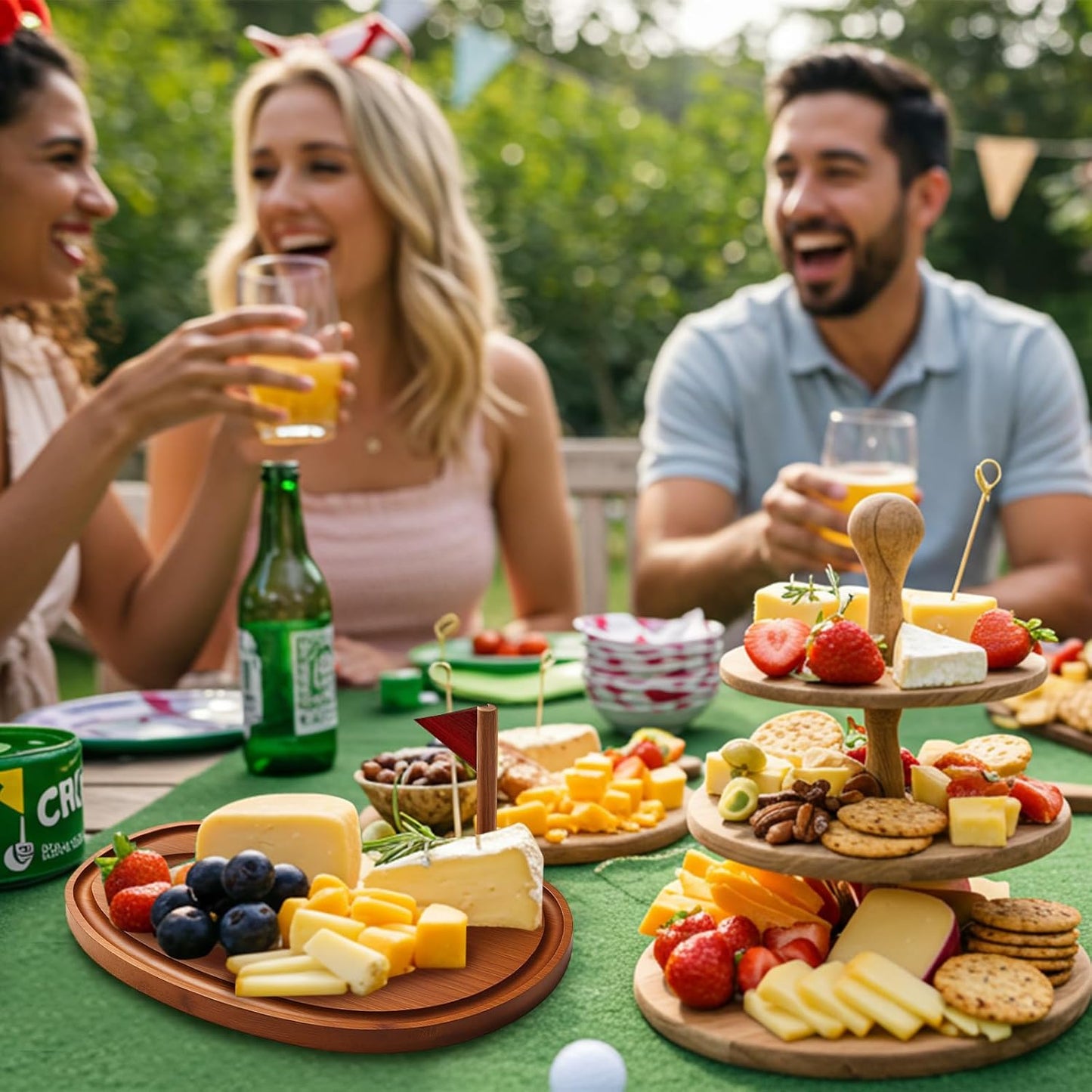 Golf Cheese Board Gift Set Party Favor Prizes Charcuterie Wood Board with Knives and Box for Dad Grandpa Party Tournament Game(Carbonized Bamboo Wood, Golf)