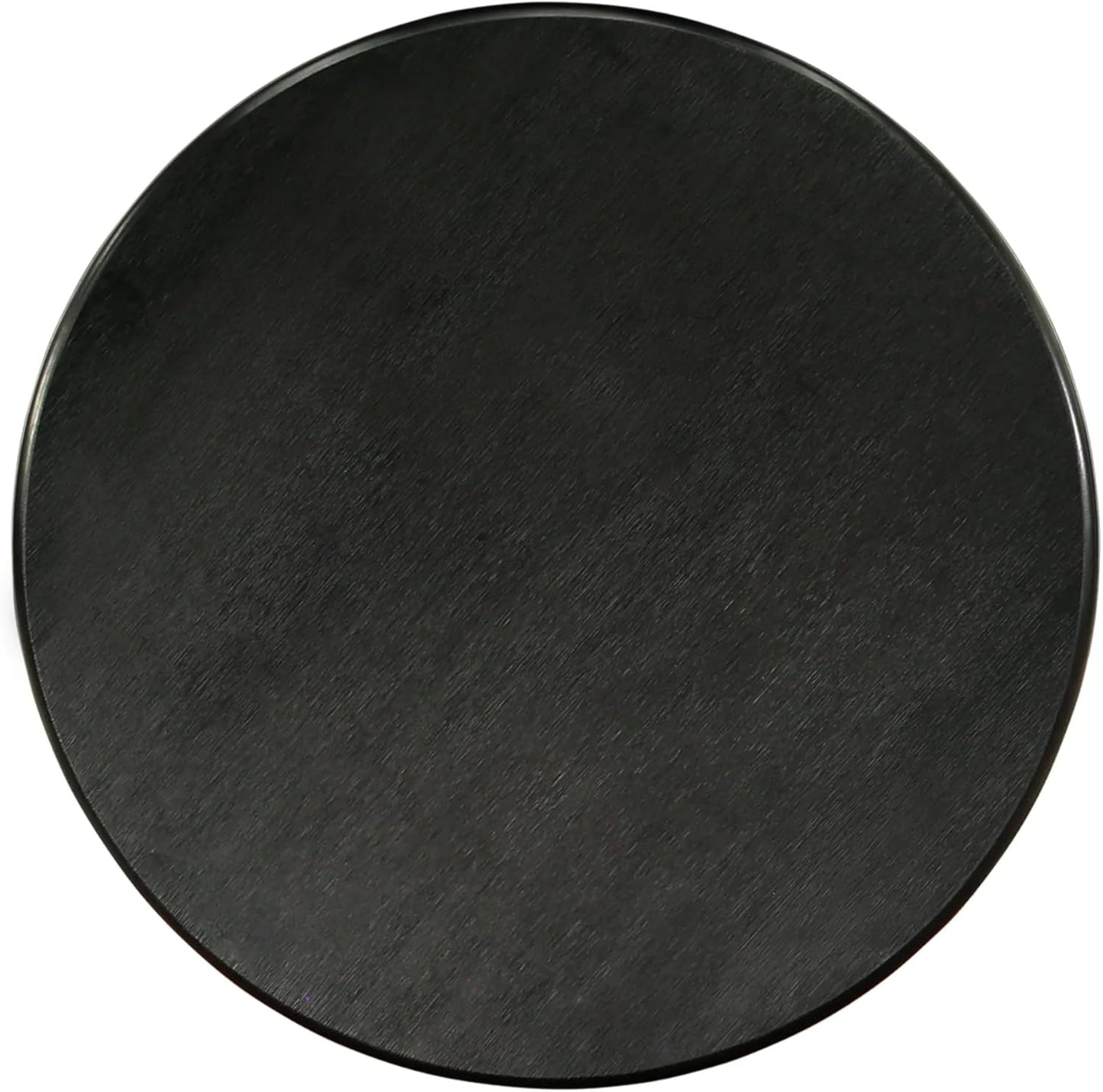 East West Furniture ANGA3-ABK-24 3 Piece Dinette Set for Small Spaces Contains a Round Kitchen Table with Pedestal and 2 Black Linen Fabric Parson Dining Chairs, 36x36 Inch, Wirebrushed Black