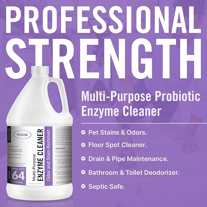 Multi-Purpose Probiotic Enzyme Cleaner, Made in USA - Stain and Odor Remover - Concentrated - Professional & Home Strength Drains, Floors, Bathrooms, Toilets Trash Can,