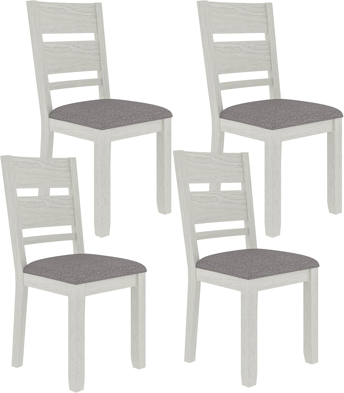 Dining Chairs Set of 4, Solid Wood Farmhouse Chairs with High Cross Back and Upholstered Seat, Easy Assembly for Indoor Home, Dinner, Kitchen, Grey