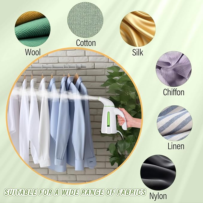 OGHom Steamer for Clothes,Portable Handheld Travel Steamer,300ml Large Capacity,700W,30 Second Fast Heat Up Garment Steamer (Light Green)