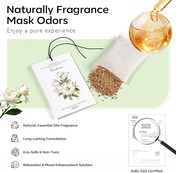 MYARO Scented Sachet House Air Freshener - 12 Pack Long Lasting Gardenia Fragrance Deodorizer for Home Closet Drawer Car