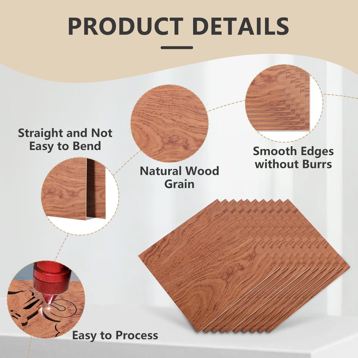 Creatorally 10 Pack Rosewood Plywood Sheets, 16.5"x11.7"x1/8" Unfinished Wood Blanks, Ideal for Laser Cutting, Engraving, DIY Crafts, Wood Burning, Sign Making & Home Decor
