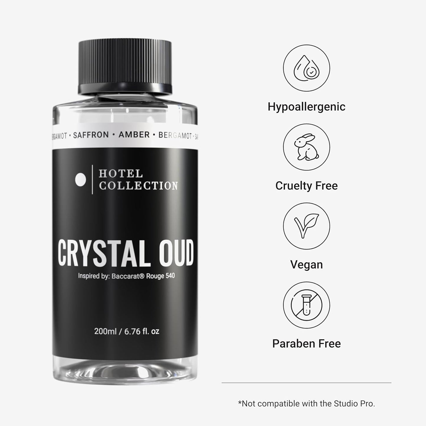 Hotel Collection Diffuser Oil - Crystal Oud - Aromatherapy Essential Fragrance Oil - Bergamot, Sweet Berries, Jasmine & Saffron - 200ML 6.7 Fl oz