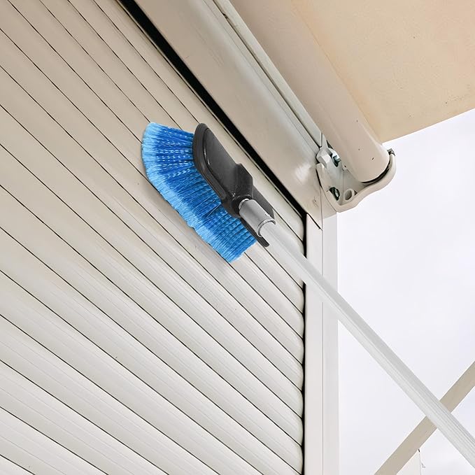 30 FT Exterior House Cleaning Brush Set with 6-24 Foot Telescoping Extension Pole, Soft Scrub Car Wash Brush, Medium Bristle Cleaning Brush and Window Squeegee & Washer