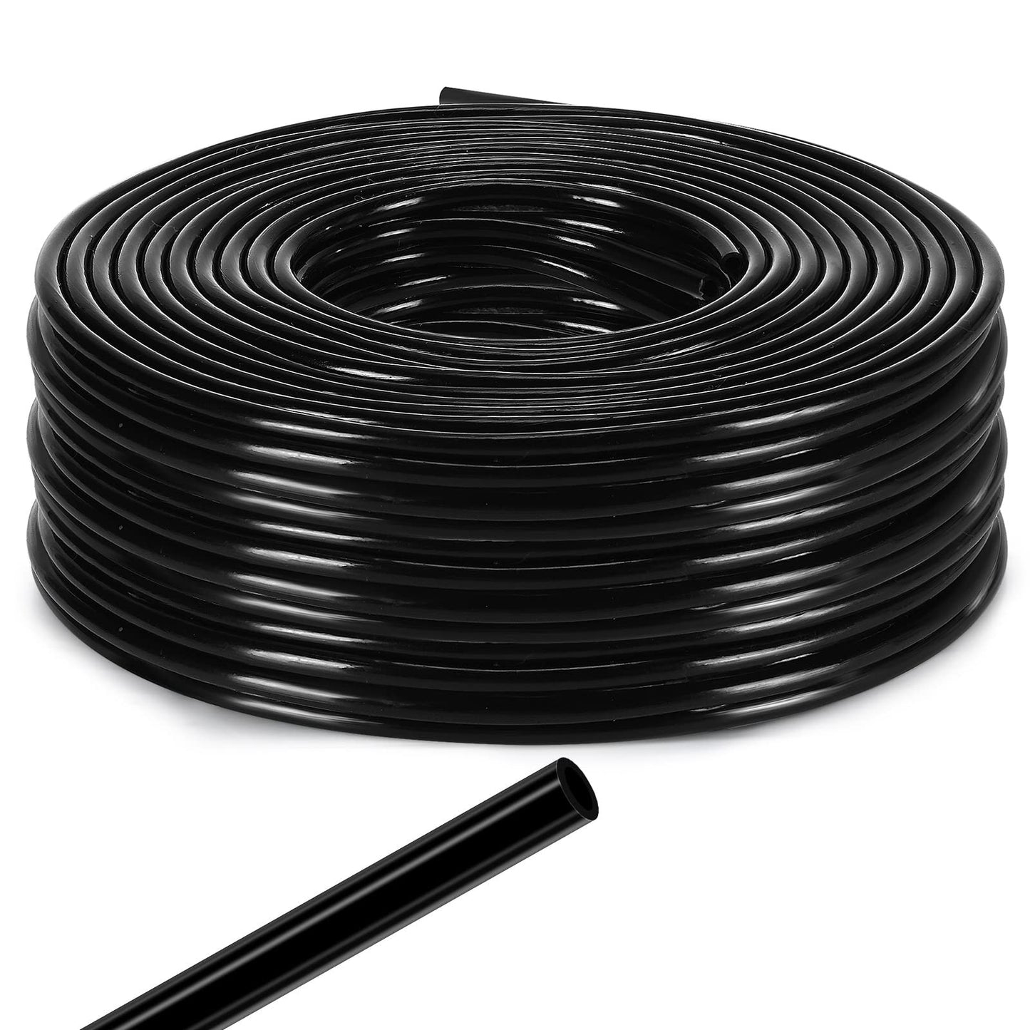 656 Feet 1/4 Inch Drip Irrigation Tubing Irrigation Hose Garden Watering Tube Line, Drip Line Watering Automatic Irrigation Equipment Set for Garden Irrigation System Flower Patio Lawn(Black)