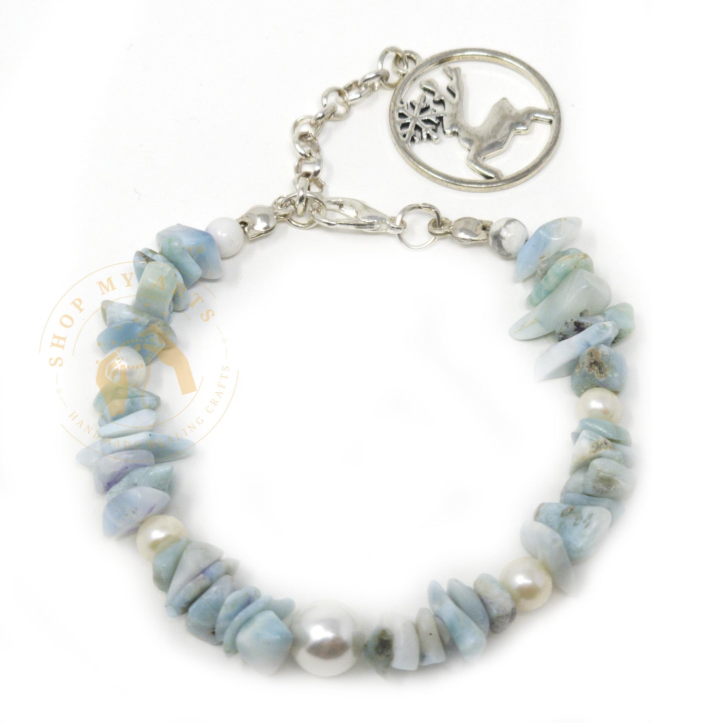 Shop My Arts Larimar Bracelet for Women - Birthday Gifts for Women Mom with Authentic Crystals and Healing Stones