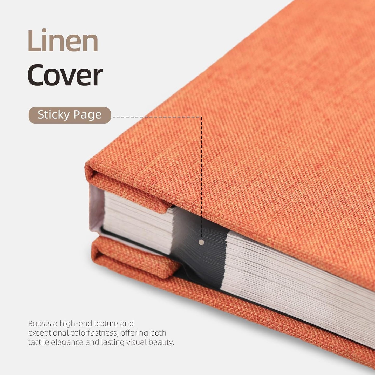 Vienrose Photo Album Self Adhesive 4x6 5x7 3x5 8x10 10x12 Scrapbook Album DIY Scrap Book with A Metallic Pen (13"x12.6" 60 Pages, Orange)