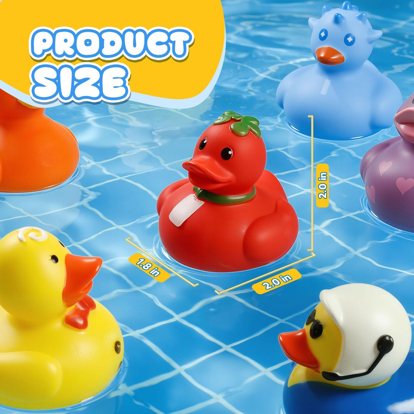 200 Pcs Rubber Ducks, Random Assortment Ducks Bulk for Jeeps Ducking, 2" Mini Rubber Duckies for Baby Toddler Bath Toys, Kids Pool Toys Birthday Gifts Party Favors