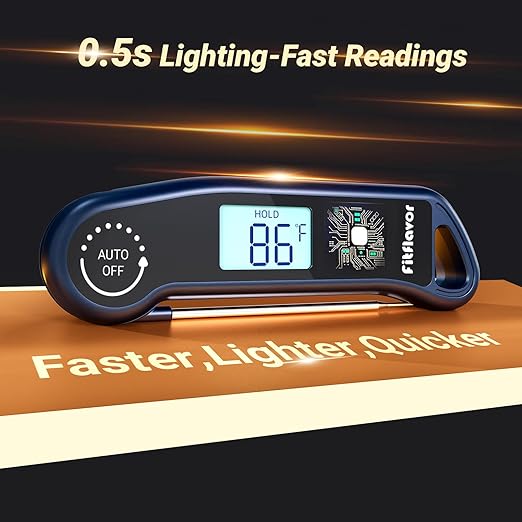 Instant Read Meat Thermometer Digital, 0.5S Instant Read Thermometer for Cooking Grill Candy Oil Food Meat Kitchen Baking BBQ, K Sensor Accuracy ±0.5°F Backlight Calibration Waterproof (11K-1)