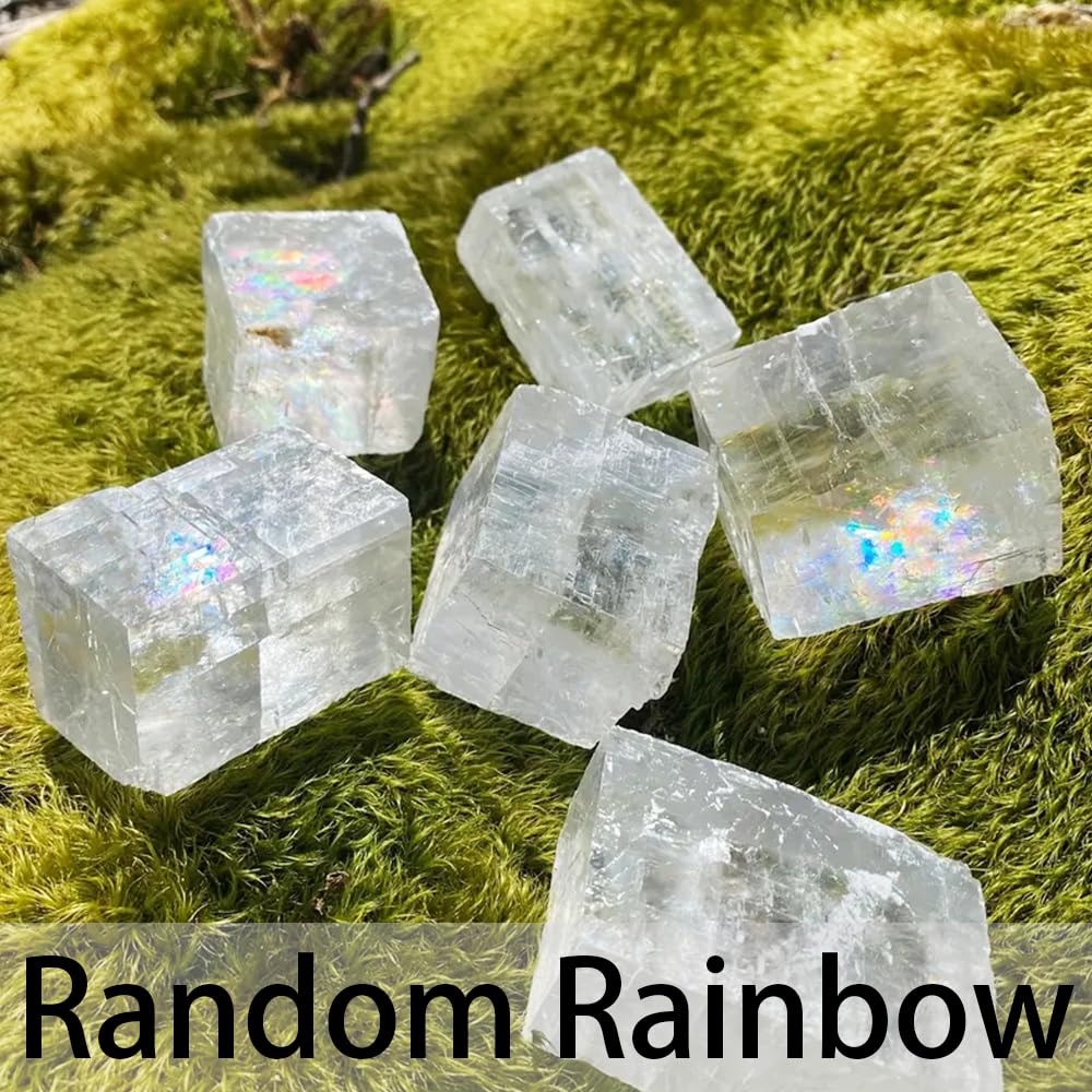 Natural Translucent Calcite Stone Mineral Crystal Specimen Office Desktop Decor Fragrance Expansion Stone Home Decor Raw Crystal (Approximately 1 Pound per Pack)